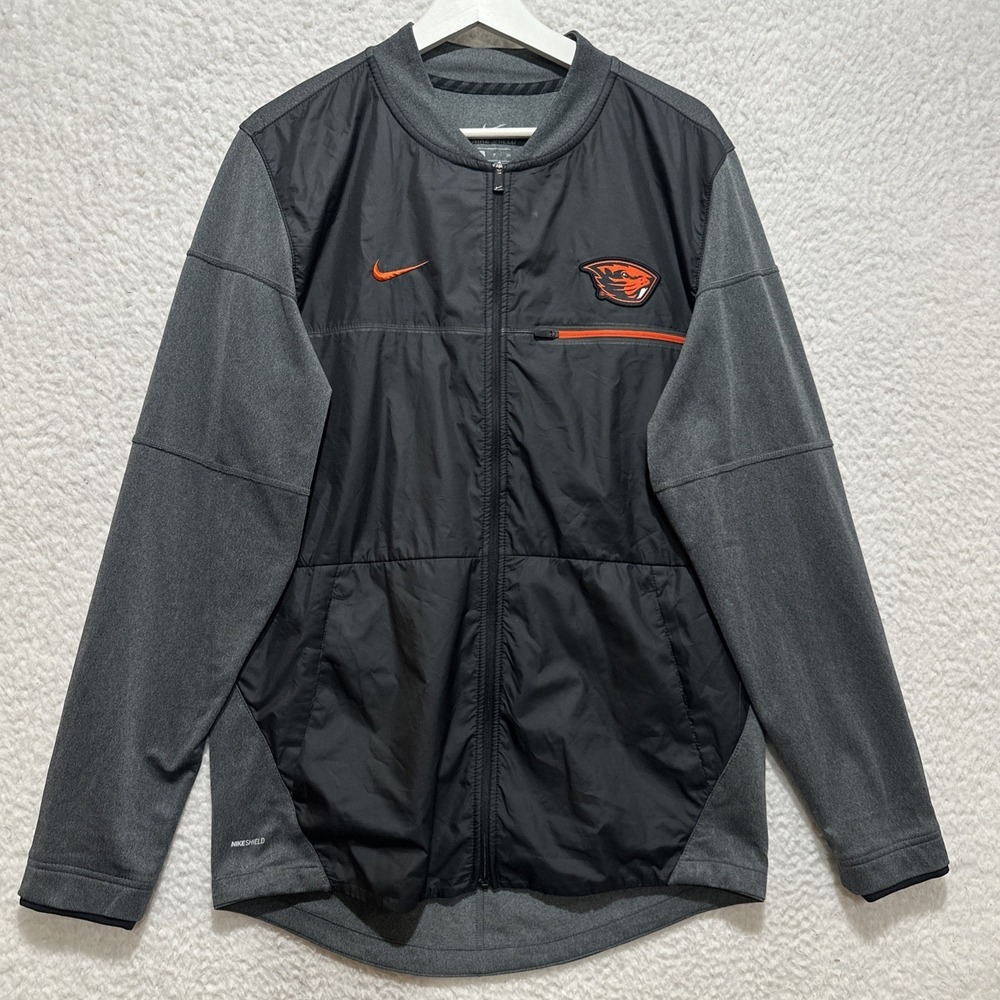 Nike Shield Oregon‎ State Beavers Size S Gray Football Rain Windbreaker Jacket
